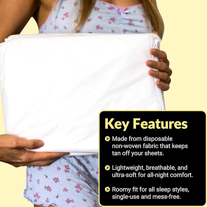 Self Tan Sleep Sack Set – Disposable Tanning Sheet Protector for Bed – Breathable, Hygienic Self Tan Sleeping Sack – Protects Sheets from Tanning Lotion Stains – Bed Protector 8-Pack