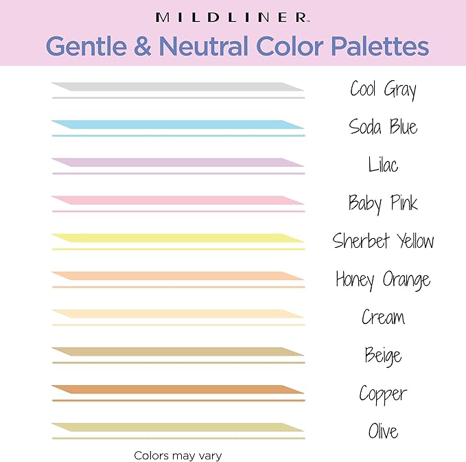 Zebra Pen Mildliner Dual-Tip Highlighter Marker Set, Broad and Fine Point Tips, No Bleed, Ideal for Bible Highlighting, Journaling & Note-Taking, Assorted Neutral & Gentle Ink Colors, 10-Pack (78701)