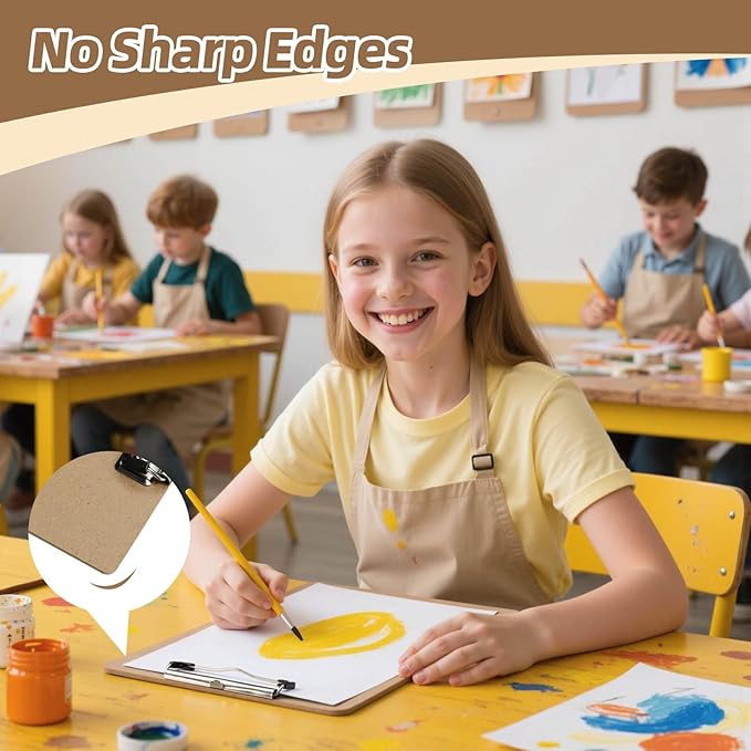 HappyHapi 24 Pack Clipboard 8.5 x 11 Letter Size Clip Boards Bulk, A4 Wooden Hardboard Office Clipboards Pack for Classroom, Work-Meetings, Brown