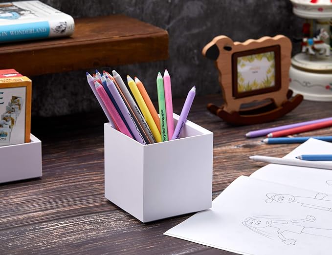 Bostitch Office Konnect Desk Organizer Accessory Tray & Storage Cup Bundle, Stacks for Desktop Storage, Makeup Organization, White (Pack of 6)