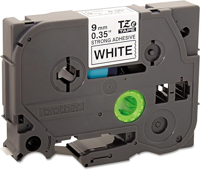 Brother P-Touch TZES221 TZe Extra-Strength Adhesive Laminated Labeling Tape, 3/8-Inch w, Black on White
