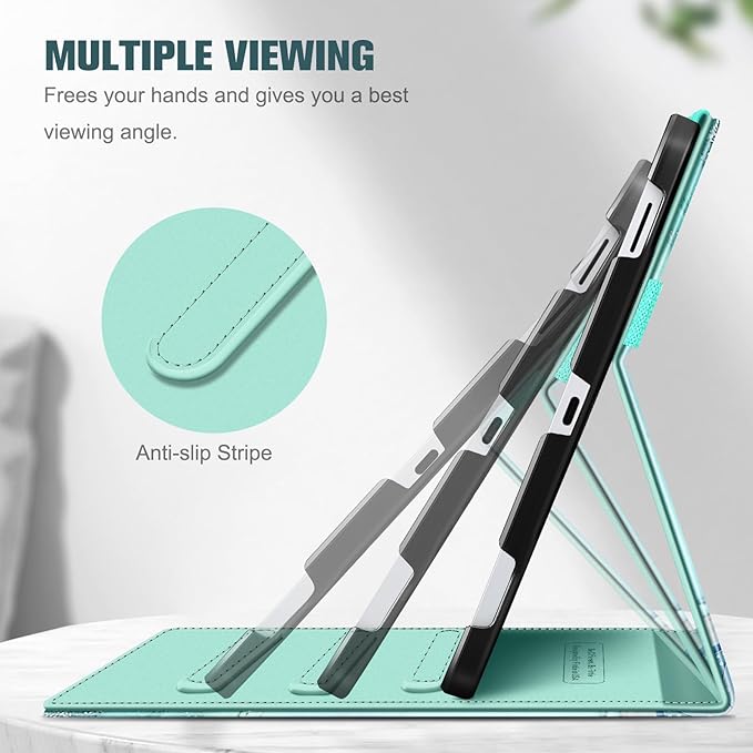 Fintie Case for Samsung Galaxy Tab S10 Lite/ S10 FE/ S9 FE 5G 10.9 Inch/Tab S9 11 Inch with S Pen Holder, Multi-Angle Viewing Protective Cover with Pocket, Auto Sleep/Wake, Emerald Marble