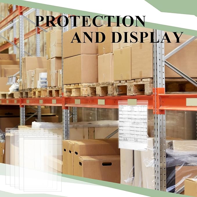 20 Pcs Heavy Duty Sheet Protectors 8.5 x 11 Inch Job Ticket Holder Waterproof Resealable Zip Page Wall Sign Holder Clear Dry Erase Document Sleeve Magazine Protector Vertical(13.2 x 8.75 Inch)