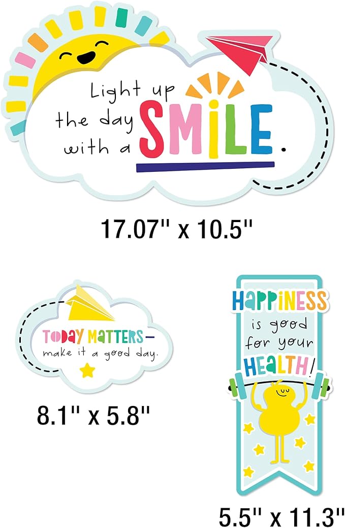 Carson Dellosa Happy Place 15 pc Bundle Motivational Bulletin Board Set, Rainbow Decorations and Motivational Posters With Positive Affirmations, Homeschool and Classroom Decor
