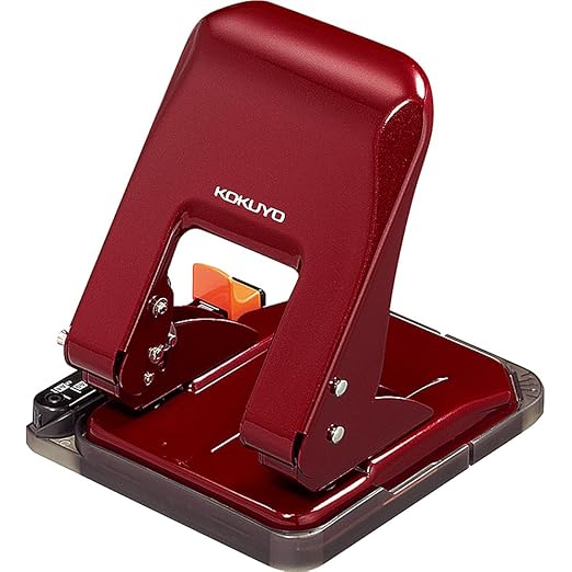 Kokuyo 2-Hole Punch, Heavy-Duty 37 Sheet Capacity, Perfect Size for A4/B5/A5 Papers with Adjustable Paper Guide & Position Markers, Red (PN-G37R)