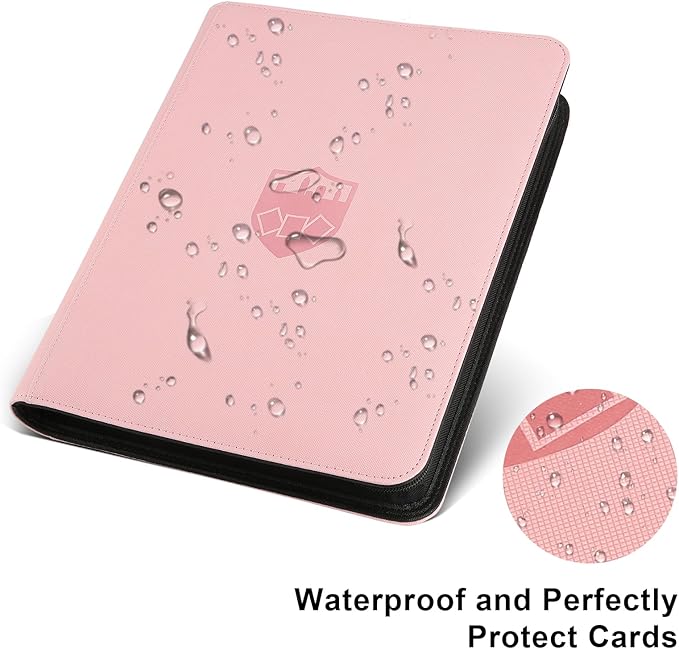 Trading Card Binder 12 Pocket, GERMUN PU Cover Card Binder for 720 Cards, Premium Trading Card Holder Folders, Double Sided Pocket Card Album for MTG, TCG (Pink)