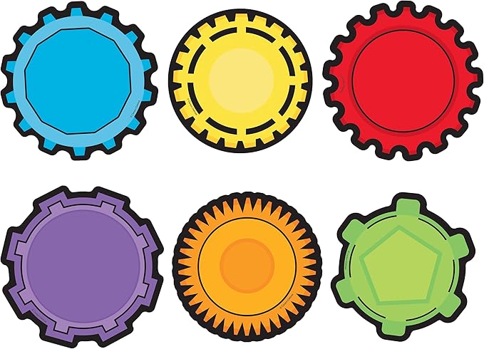 Carson Dellosa 36-Piece Gear Bulletin Board Cutouts, Red, Yellow and Green Cutouts for Bulletin Board, Science, and STEM Classroom Décor, STEM Cutouts for Classroom