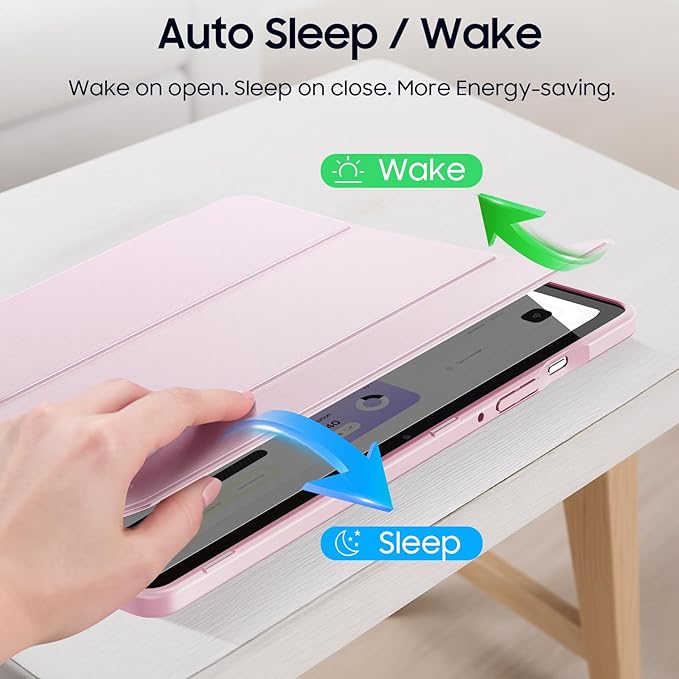 Fintie Hybrid Slim Case for Samsung Galaxy Tab S10 Lite/ S10 FE/ S9 FE 10.9 Inch/Tab S9 11 Inch with S Pen Holder, Shockproof Cover with Clear Transparent Back Shell, Auto Wake/Sleep, Pink