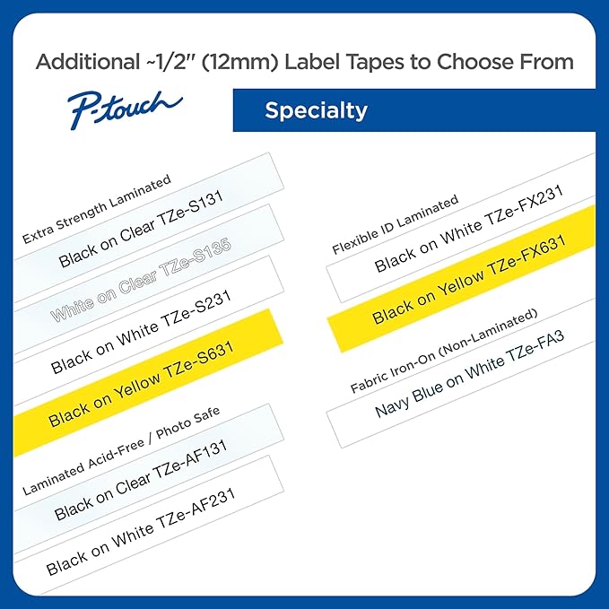 Brother Genuine P-touch, TZe-431CS, 0.47” x 26.2’, Black on Red Laminated Label Tape