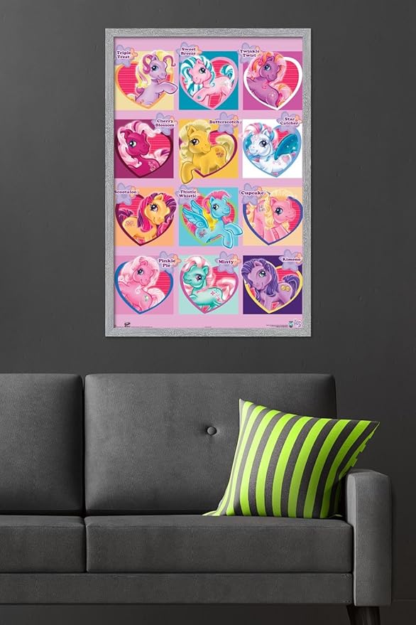 Hasbro My Little Pony - Chart Wall Poster, 34L" x 22.4W", Gray Framed Version