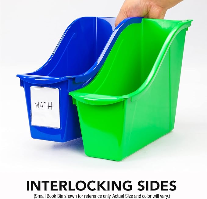 Storex Large Book Bin, 14 x 5 x 7, Case of 6, Blue (71115U06C)