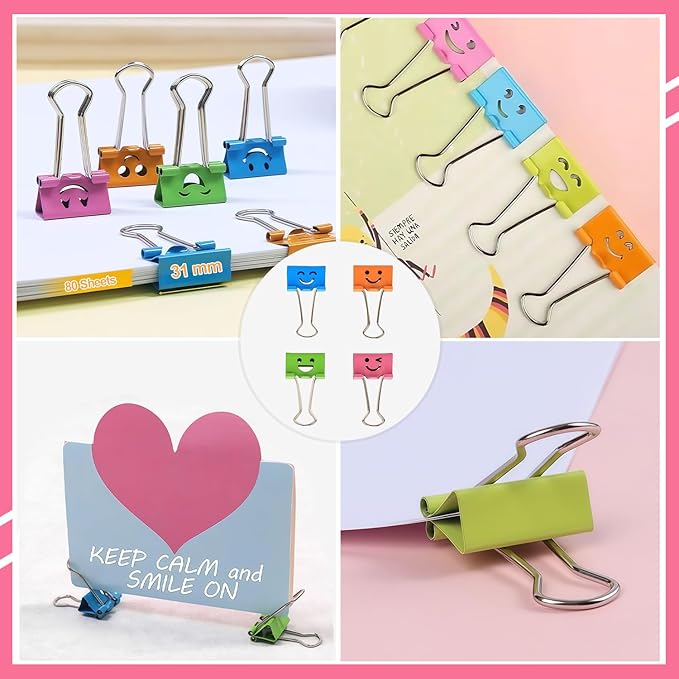 120 PCS Metal Hinge Clips Colored Spring Clip, Large Bulldog Clips 3.5+3+2+1.5 Inch, Colorful Bull Hinge Paper Clip for Crafts, Photo, Drawing, Food Bags at Home, Office, School, Shop