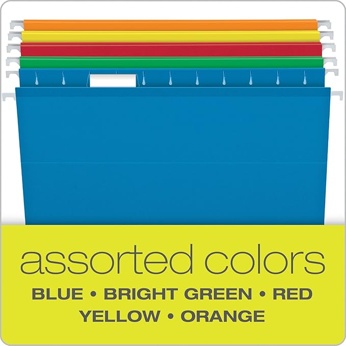 Pendaflex Extra Capacity Reinforced Hanging Folders, 2", Legal Size, Assorted Colors, 1/5 Cut, 25/BX (4153x2 ASST) (Pack of 4)