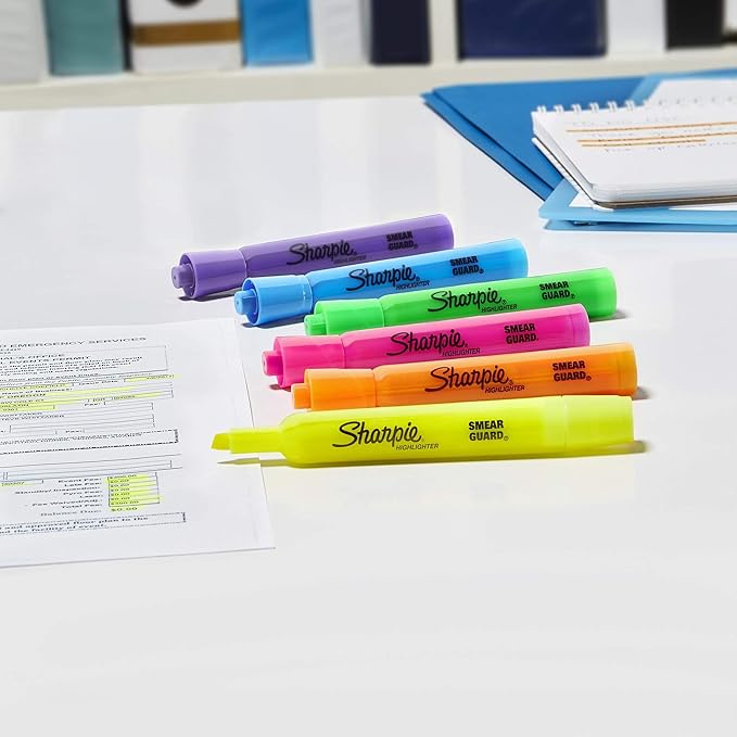 Sharpie Tank Highlighters,Chisel Tip,Assorted Fluorescent,Six Assorted Colors,- Back to School,Office,Teacher Supplies,12 Count (Pack of 6)