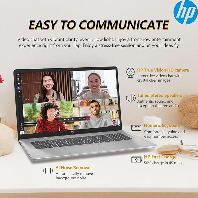 HP 17.3" Touchscreen Laptop PC Computer, 17 Inch HD+ Touch Screen Business Laptop Notebook, Windows 11 Pro, AMD Ryzen 5 (6-Cores), 64GB RAM 1TB SSD, 10-Key Number Pad, Copilot Key