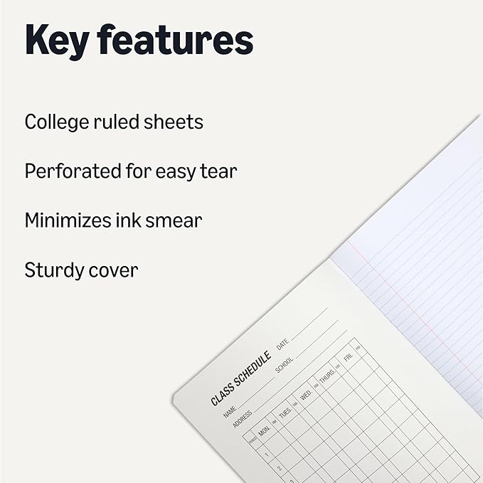 Amazon Basics Composition Notebook, College Ruled, 100 Sheets, 9.75" x 7.5", Assorted Marble Colors, 4-Pack