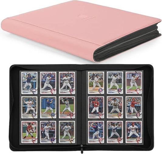 Trading Card Binder, Premium 9 Pocket 540 Double Sided Pocket Collection Binder, Card Album for TCG Card Holder for Game Card, Sports Card, Yugioh, MTG etc(Pink)