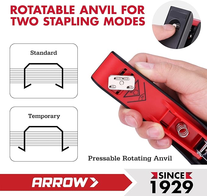 Arrow Full-Strip Stapler with Staples, 25 Sheets Capacity, 2-Pack Stapler with Staple Remover and 2520 Count 26/6 Staples, Built-in Storage, Open for Tacking, Non-Slip, for Office, School and Home