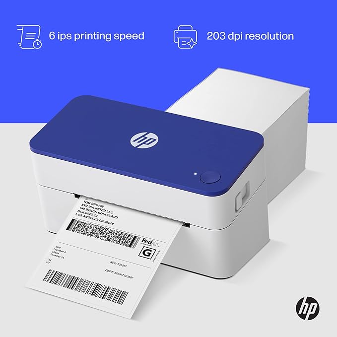 HP Work Solutions Compact Shipping 4x6 Thermal Label Printer KE100 Easy-to-use, High-Speed Printer for Home Office Supports PC & Mac