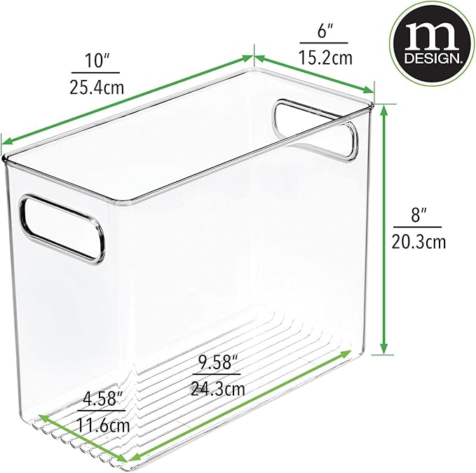 mDesign Tall Plastic Office Storage Bin with Handles - Organizer Bins for Cabinets, Drawers, Desks, Workspace - Containers and Baskets for Pens, Pencils, Highlighters and Notebooks - 2 Pack - Clear