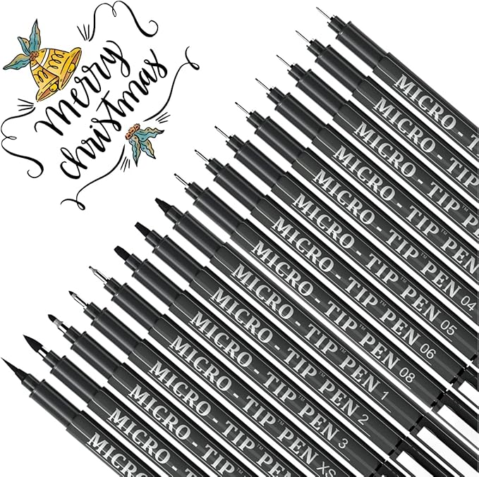 Vanstek 16 Pack Hand Lettering Pens, Calligraphy Pens Markers, Black Ink for Beginners Writing, Lettering, Journaling, Art Drawing, Signature, Illustrations and Office School Supplies