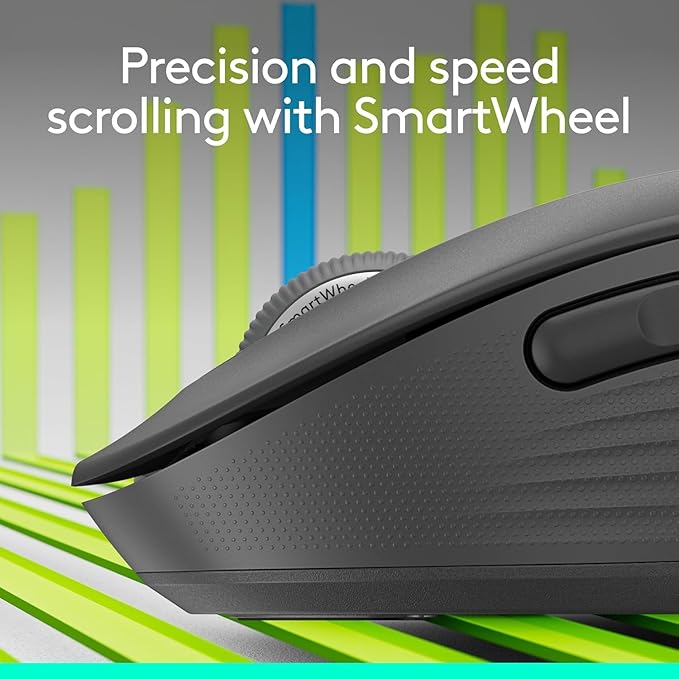 Logitech Signature M650 L Full Size Wireless Mouse - for Large Sized Hands, 2-Year Battery, Silent Clicks, Customizable Side Buttons, Bluetooth, Multi-Device Compatibility - Black (Renewed)