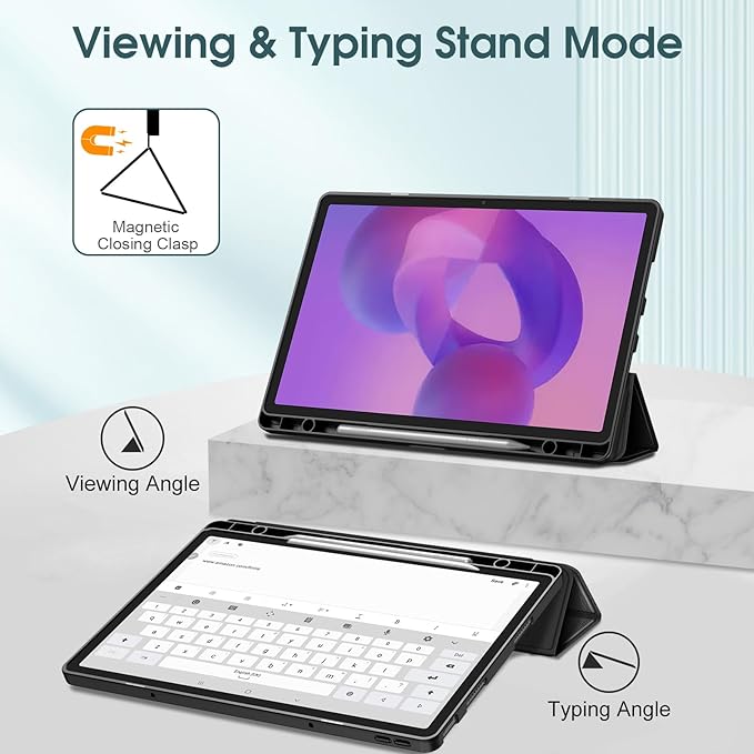 Fintie Case for Lenovo Idea Tab Pro 12.7 inch 2025 (TB-373FU/ TB-375FC) - Ultra-Thin Soft TPU Back Cover Protective Case with Pen Holder and Auto Sleep/Wake (Black)
