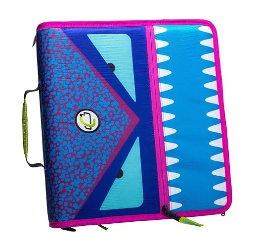 Case-it The Dual 2-in-1 Zipper Binder | Two 1.5-Inch D-Rings, 600 Sheet Capacity, Pencil Pouch & Multiple Pockets | School & Office Organizer with Shoulder Strap | Dual-101 Monster Design Purpal