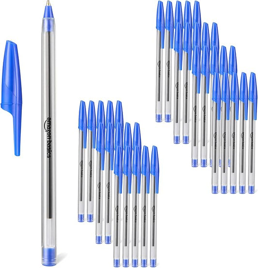 Amazon Basics Ballpoint Pens, Medium Point 1.0mm, Blue Ink, 36-Pack
