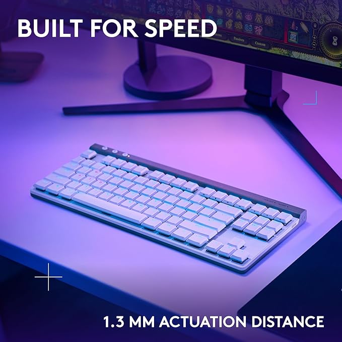 Logitech G515 Lightspeed TKL Low Profile Wireless Gaming Keyboard, LIGHTSYNC RGB, Thin Tenkeyless Design, PBT Keycaps, Tactile (Brown) Mechanical Switches - White (Renewed)