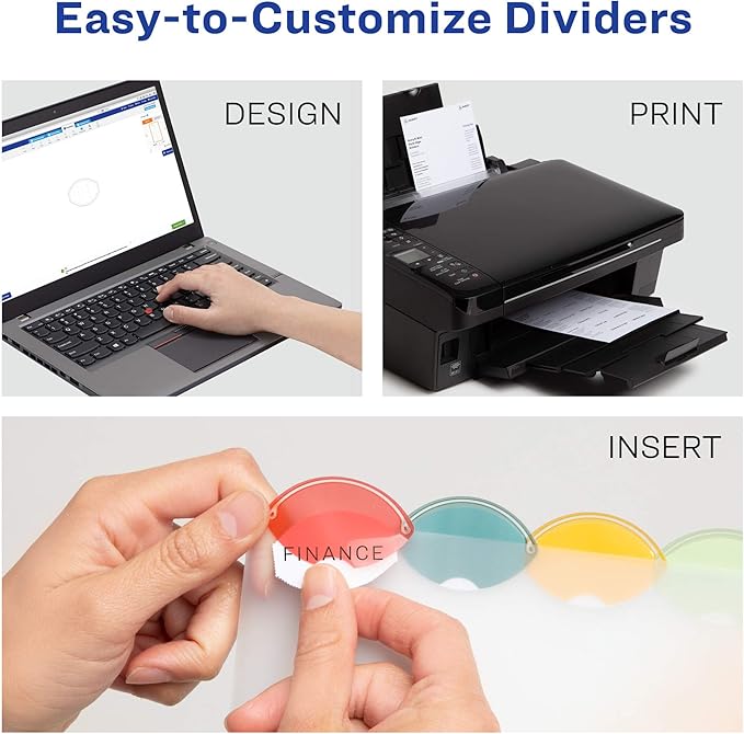 Avery Insertable Style Edge Plastic Mini Dividers for 3 Ring Binders, 5.5" x 8.5", 5-Tab Set, Multicolor, 1 Set (11118)