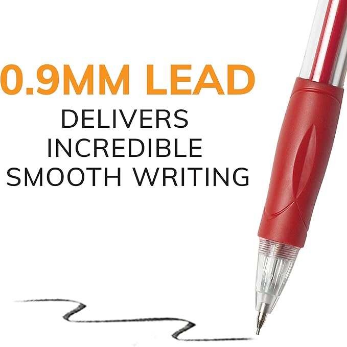 BIC Velocity Strong Lead Mechanical Pencils, With Colorful Barrel, Thick Point (0.9mm), 12-Count Pack Mechanical Pencils With Erasers