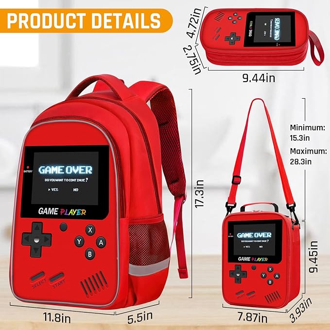 School Backpack For Boys - Gamer Boys Backpack For Kids Children Teens Elementary Middle School - Ages 6-18，17″