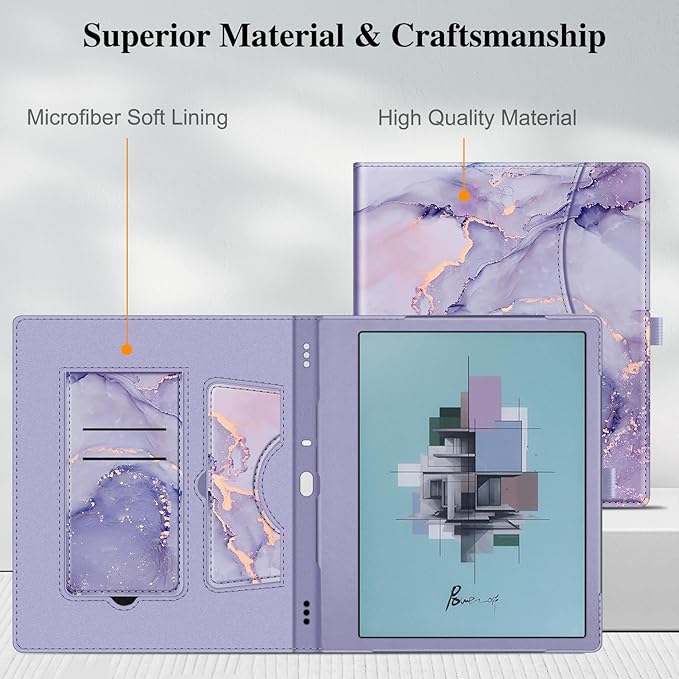 Fintie Case for 10.3" Boox Note Air 5 C (2025)/ Note Air4 C (2024)/ Note Air3 C/ Air3 B/W (2023) Tablet ePaper -Premium PU Leather Stand Cover Auto Sleep/Wake with Card Slot & Pen Holder, Lilac Marble