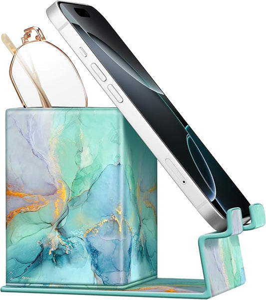 FINTIE Pencil Holder With Phone Stand, Eyeglasses Holder, Desktop Organizer Nightstand Accessories Office Supplies Case