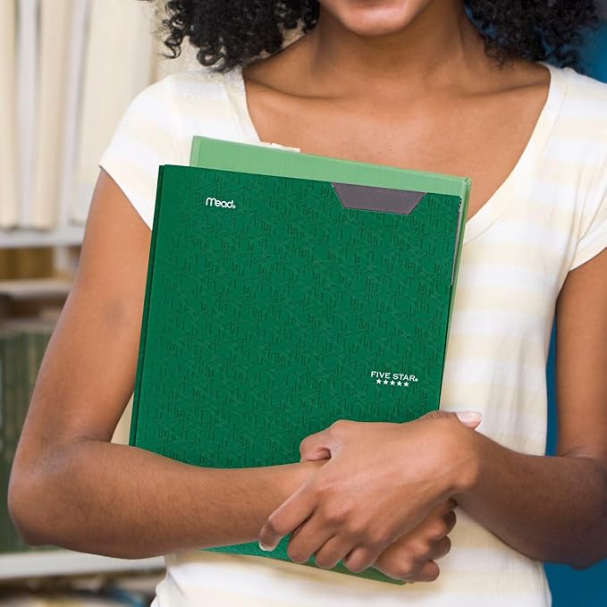 Five Star 2-Pocket Folder,Plastic Folder with Stay-Put Tabs and Prong Fasteners,Holds 8-1/2" x 11" Paper,Black,Fire Red,Forest Green,Pacific Blue (38048),(Pack of 24)