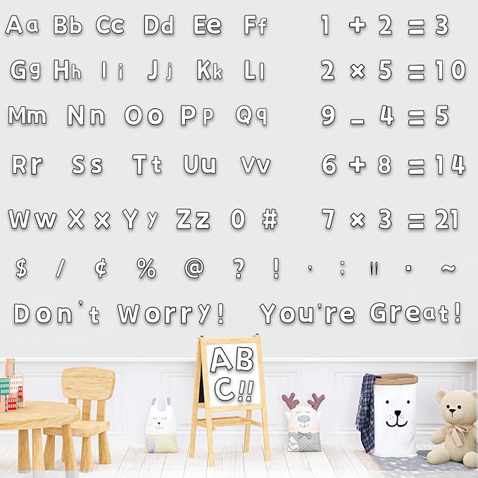266 Pcs Letters Combo Pack Set Bulletin Board Letters White & Black Letters and Number Accents for Kids Bulletin Board Display Home School Classroom Decor