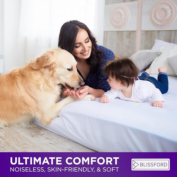 BLISSFORD Plastic Hospital Bed Mattress Protector - Heavy Duty, Fitted Vinyl - Mattress Cover, Rubber Sheets for Bedwetting Adult or Child, 100% Waterproof Sheets for 36" x 80" Bed