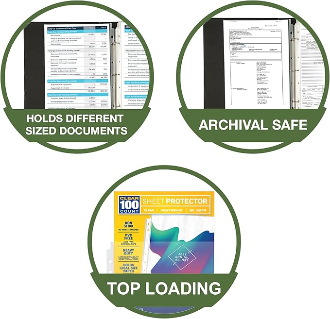 Samsill 100 Pack Legal Sheet Protectors, 8.5 x 14 Inch Document Protectors for Legal Binder, Heavyweight, Clear, Legal Size, Top Loading, Acid Free