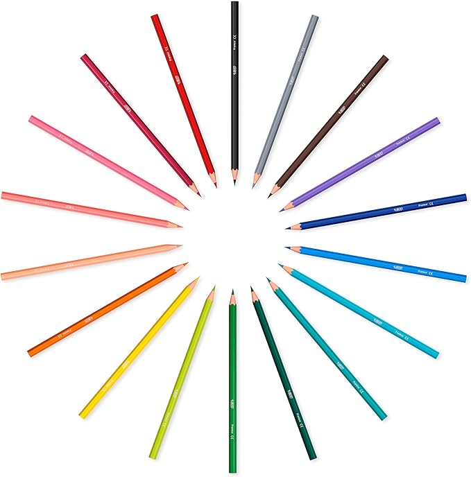 BIC Kids Tropicolors Colouring Pencils - Assorted Colours, Wallet of 24