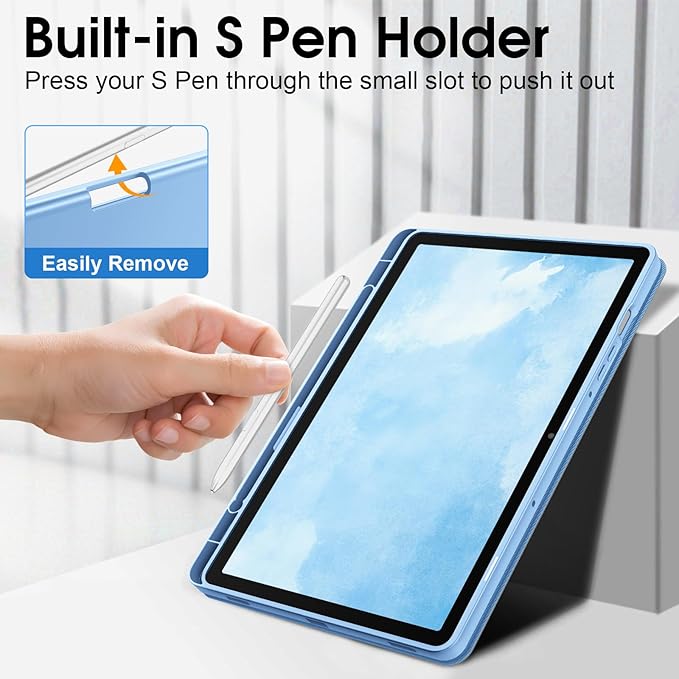 Fintie Case for Samsung Galaxy Tab S10 Lite/ S10 FE/ S9 FE 5G 10.9 Inch/Tab S9 11 Inch with S Pen Holder, Slim Shield Multiple Angle Stand with Soft TPU Back Shell Cover, Blue