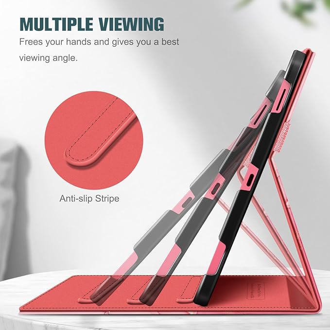 Fintie Case for Samsung Galaxy Tab S10 Lite/ S10 FE/ S9 FE 5G 10.9 Inch/Tab S9 11 Inch with S Pen Holder, Multi-Angle Viewing Protective Cover with Pocket, Auto Sleep/Wake, Marble Pink