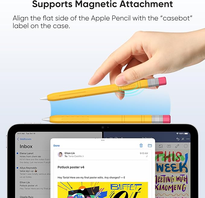 Fintie Silicone Sleeve for Apple Pencil (USB-C), Light Pen Skin Case Cover Soft Protective Anti-Slip Pencil Grip Holder, Supports Magnetic Attachment, Yellow