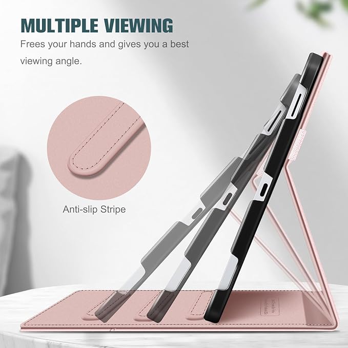 Fintie Case for Samsung Galaxy Tab S10 Lite/ S10 FE/ S9 FE 5G 10.9 Inch/Tab S9 11 Inch with S Pen Holder, Multi-Angle Viewing Protective Cover with Pocket, Auto Sleep/Wake, Rose Gold