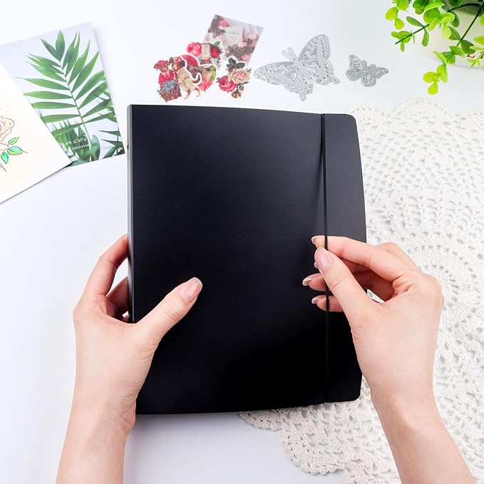 BAOFALI 3Pcs /Set A5 6 Ring Binder Cover Clean Transparent Soft PVC for Refillable Notebook Shell withMatte surfaceforStamp & Die Storage (Black)