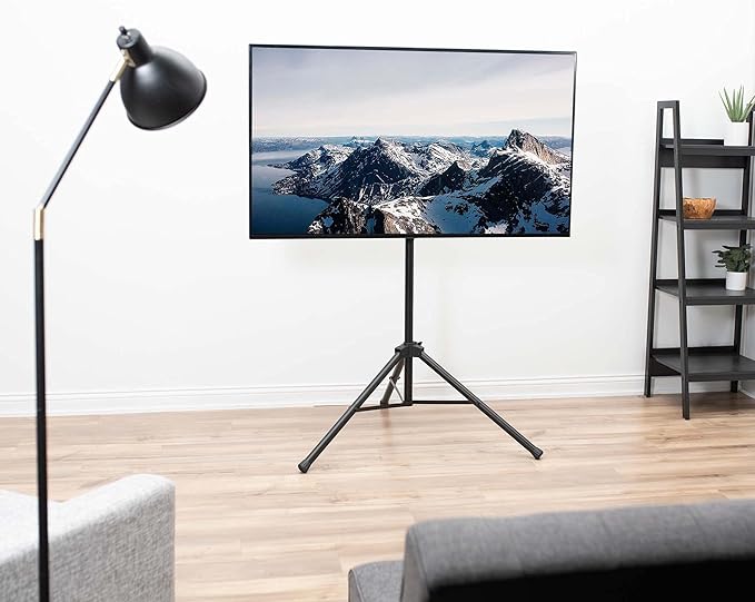 VIVO Tripod 37 to 75 inch LCD LED Flat Screen TV Display Floor Stand, Portable Height Adjustable Mount, Black, STAND-TV75T