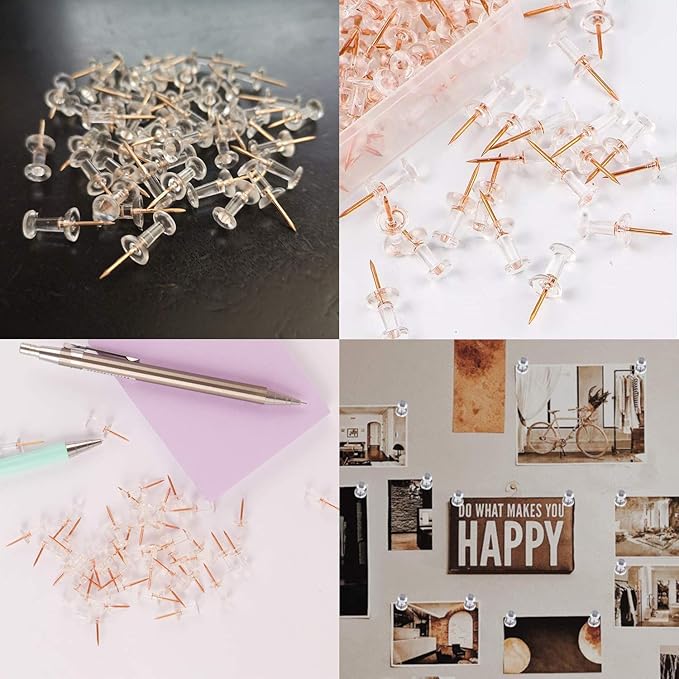KIDMEN Rosegold kit,Set of Binder Clips,Paper Clips,Push Pins, Total 226pcs