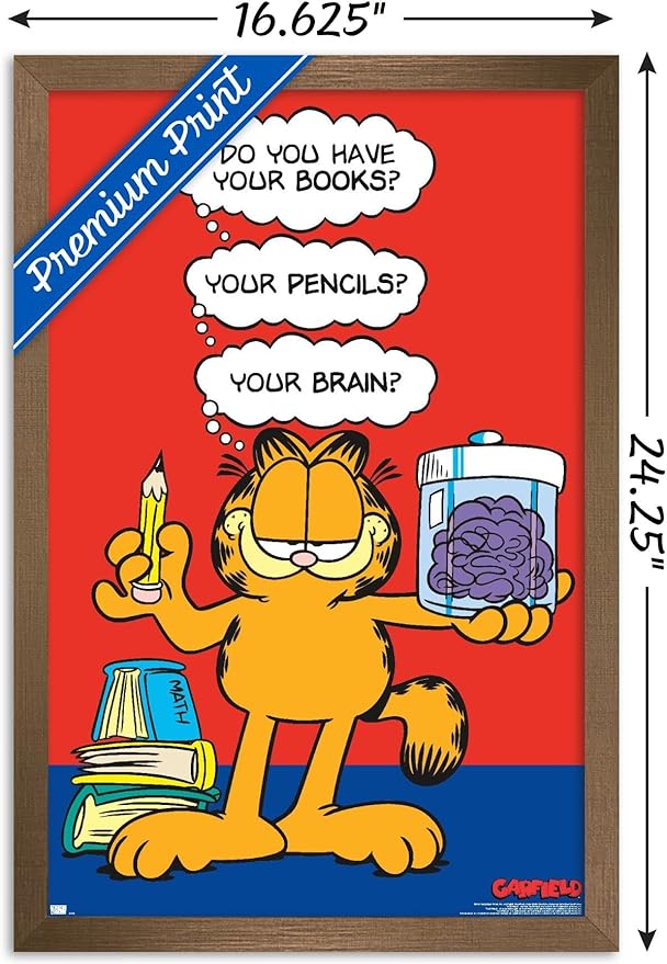 Garfield - Brain Wall Poster, 22.4L" x 14.7W", Bronze Framed Version
