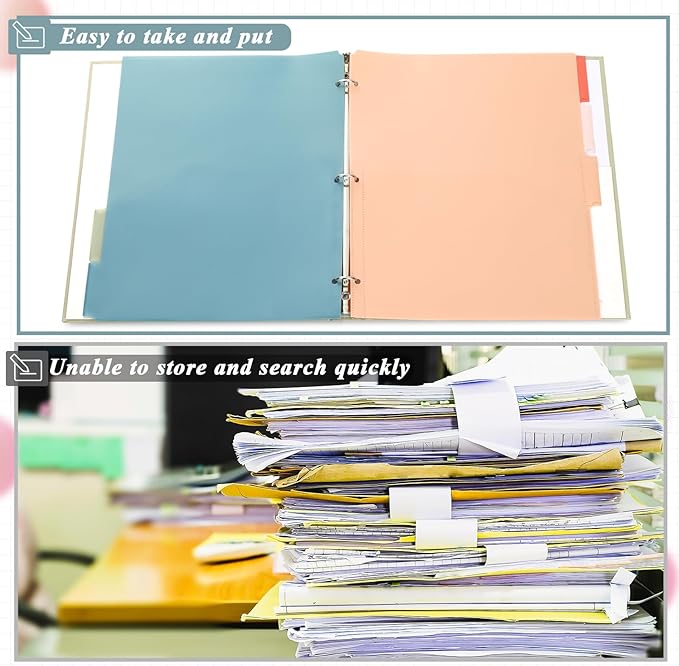 5 Sets 5 Tab Binder Dividers with Pockets for 3 Ring Plastic Binders 8.5 x 11 Inches 3 Hole Punched Page Divider Sturdy Colorful Dividers for Office School Business Home Organizer (Vintage Color)
