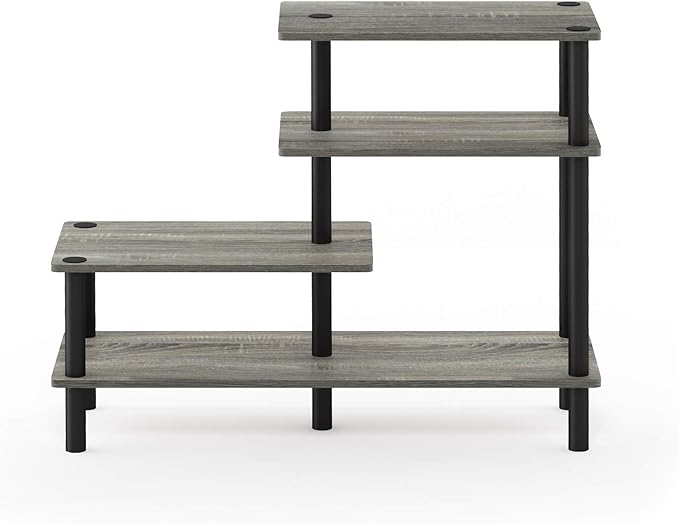 Furinno Turn-N-Tube 3-Tier Side Display Rack, French Oak Grey/Black